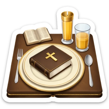 Make a plate of food, with cutlery beside it, and on top of the plate make a Bible. sticker
