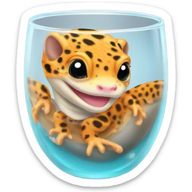 orange leopard gecko in a glass cup sticker