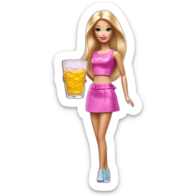 Barbie avec un verre à pied sticker