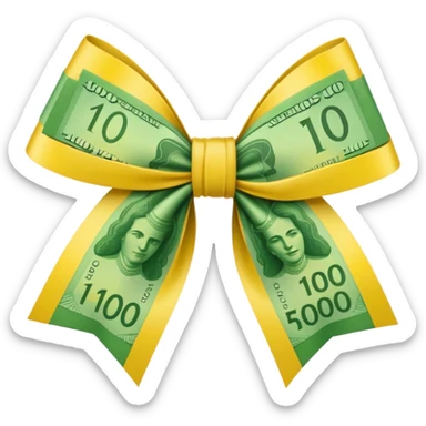 draw australian $100 notes in a bow sticker