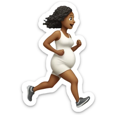 White pregnant lady running  sticker