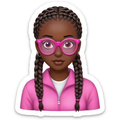 dark skinned girl with pink glasses and cornrows sticker