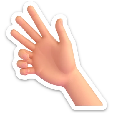 3D hand with extended index finger swiping left, motion blur effect sticker