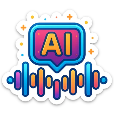 AI soundwave symbol, vibrant colors, futuristic, glowing effect, tech style sticker
