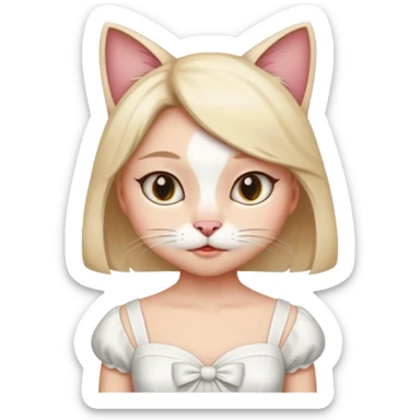 Kedi kız elbise beyaz 

 sticker