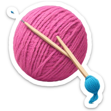 Pink yarn ball with blue crochet hook sticker