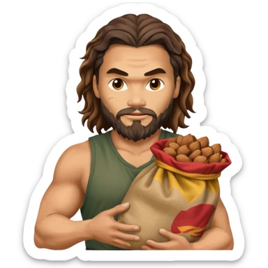 Jason mamoa holding a sack of nuts sticker