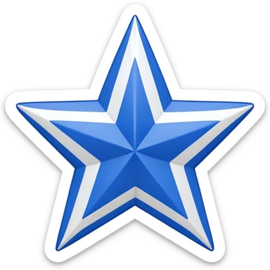 Red background, wide white diagonal stripe top-left to bottom-right, blue five-pointed star centered on the stripe. Clean and symmetrical. sticker