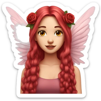 big wings, rose, Beautiful, fairy, red, long hair sticker