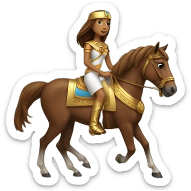 A brown horse was riding from a Egyptian girl sticker