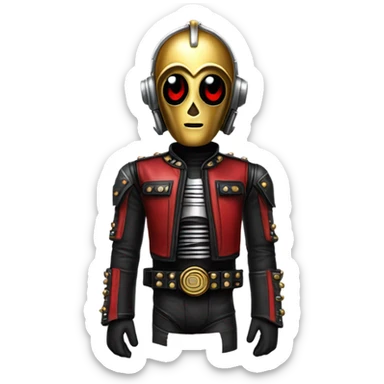  c3Po wearing Satan’s leather biker outfit walking sticker