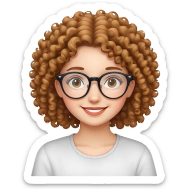 smiling curly-haired girl with glasses sticker