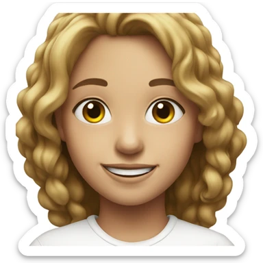 smiling girl in white shirt sticker