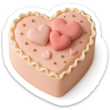 heart-shaped fondant cake with edible gold beads, fondant cake art style sticker