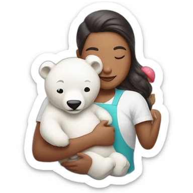 Man ice cream chef with black filipina with baby polar bear sleeping sticker