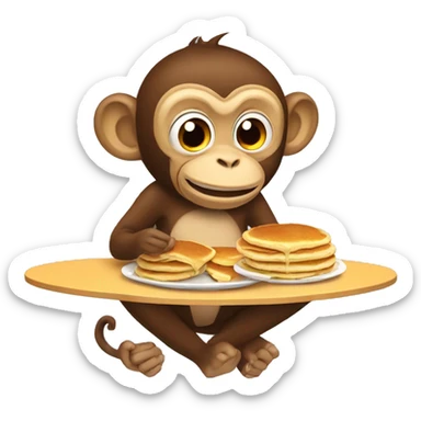 Monkey eating pancakes sticker
