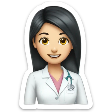 Dentist-girl-eyesmile-black middle straight hair-dental chair sticker