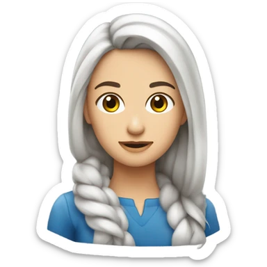 Brunetka w długich prostych włosach z niebieskimi oczami w różowej koszulce sticker