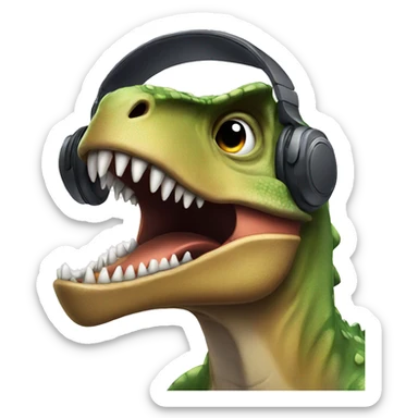 dinosaur listening to music sticker