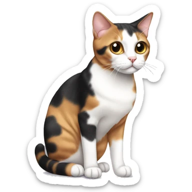 side view full body fat shorthair calico cat sticker