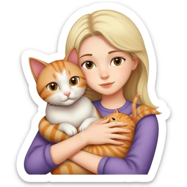 cat cuddles veterinarian girl sticker