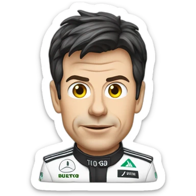 Toto Wolff avec un gros bouton sur le front sticker