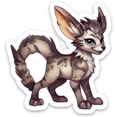 Cool cute Kawaii edgy fantasy shiny chibi animal creature fursona Fionbri vernid by griffsnuff & LiLaiRa & Falvie full bodyal sticker