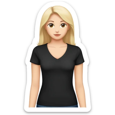 black women's V-neck t-shirt, fitted feminine cut, only the garment, no human form, simple clothing item on white background sticker