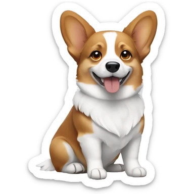 Corgi dog in grey, brown and white colors sticker