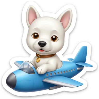 white dog in an airplane sticker