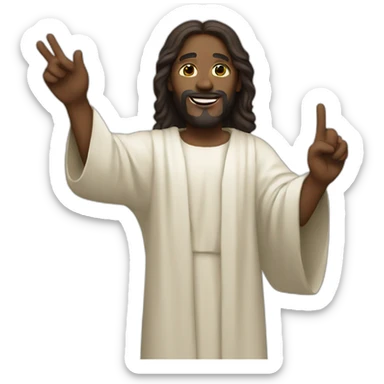 Black Jesus holding  up a peace sign sticker