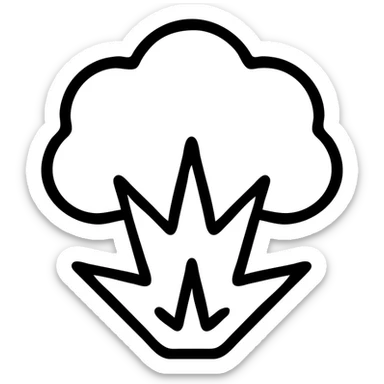 simple outlined explosion, black and white, icon style sticker