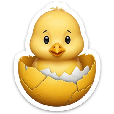 cartoon chick sitting inside a cracked eggshell sticker