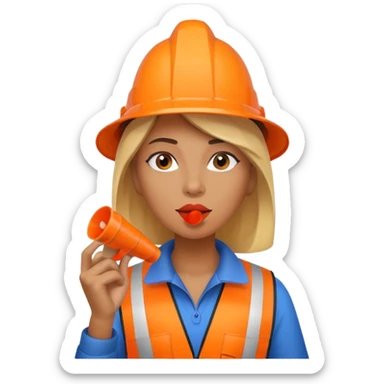 ağzında düdük kafasında huni olan kadın sticker