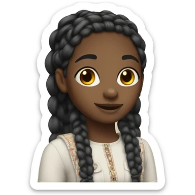 black girl with boho braids and braces sticker