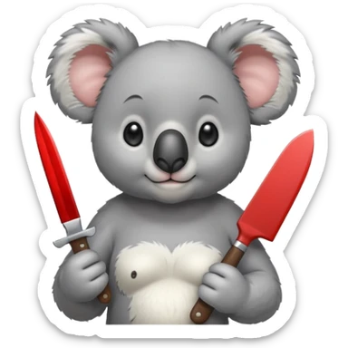 Female koala with knife sticker