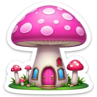 pink mushroom apartment sticker