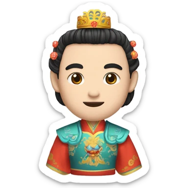 a man character with peking Opera tiara，ancient person chinese sticker