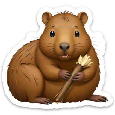 capibara chewing wood sticker