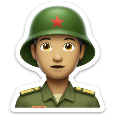 North Vietnamese soldier wearing a Pith helmet and a green uniform  sticker
