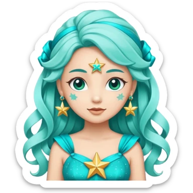 Stella sparkle sprite guardian of sparkle theater star-shaped head and a turquoise dress and ribbon sticker