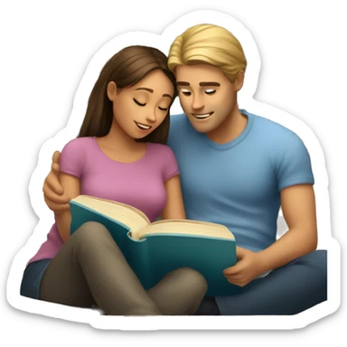 reading book date a guy and a girl sticker