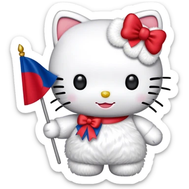 Hello Kitty holding the South Korean flag sticker