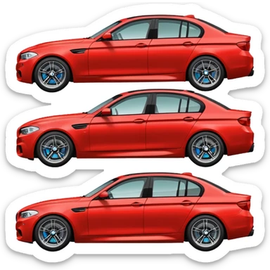 black BMW F10 M5 side view, simple and rounded, cartoonish, in the style of the red car iOS emoji sticker