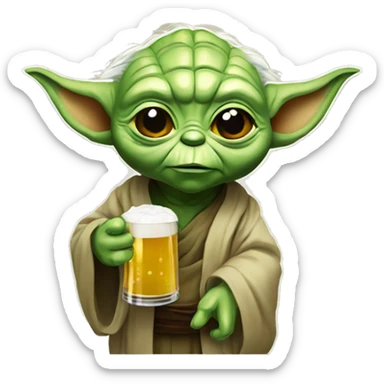 Yoda who drink a beer  sticker