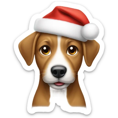 Un perro feliz con gorro de navidad  sticker