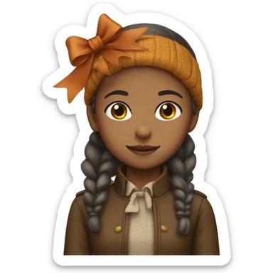 Girl with fall outfit and bow sticker