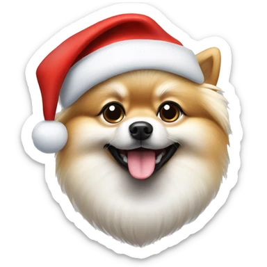 Dog The Finnish Pomeranian wearing Santa’s hat sticker
