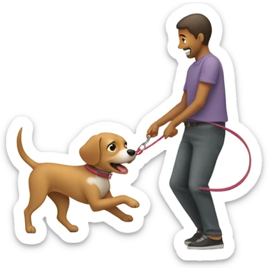 Tiny dog dragging owner sticker
