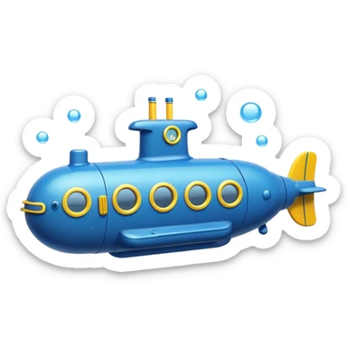 blue mini single submarine in cartoon  sticker